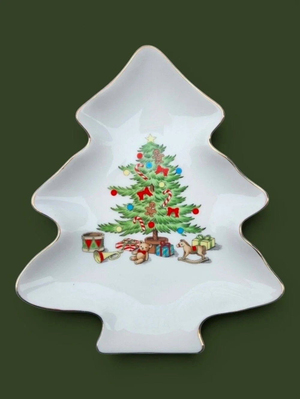Vintage Holiday Hostess Fine China Christmas Tree Shaped Candy Dish